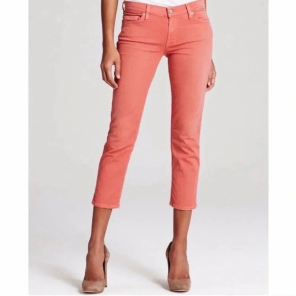 7 for all Mankind Peach Cropped Skinny Jeans size 25 - Picture 1 of 9